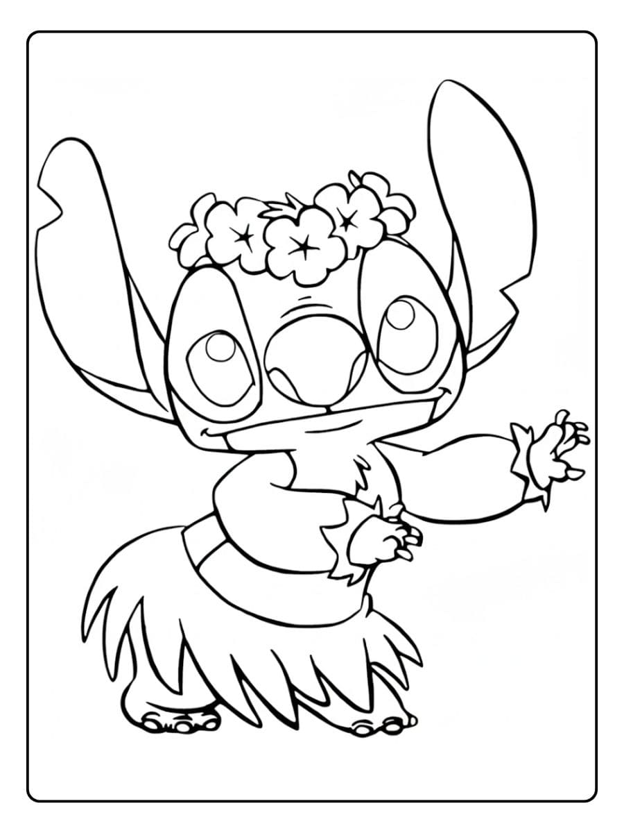 Stitch Coloring Pages Standing Tall and Ready for Fun