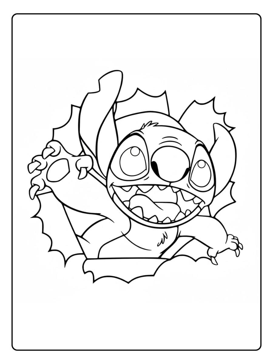 Stitch Coloring Pages Surfing Stitch on the Waves