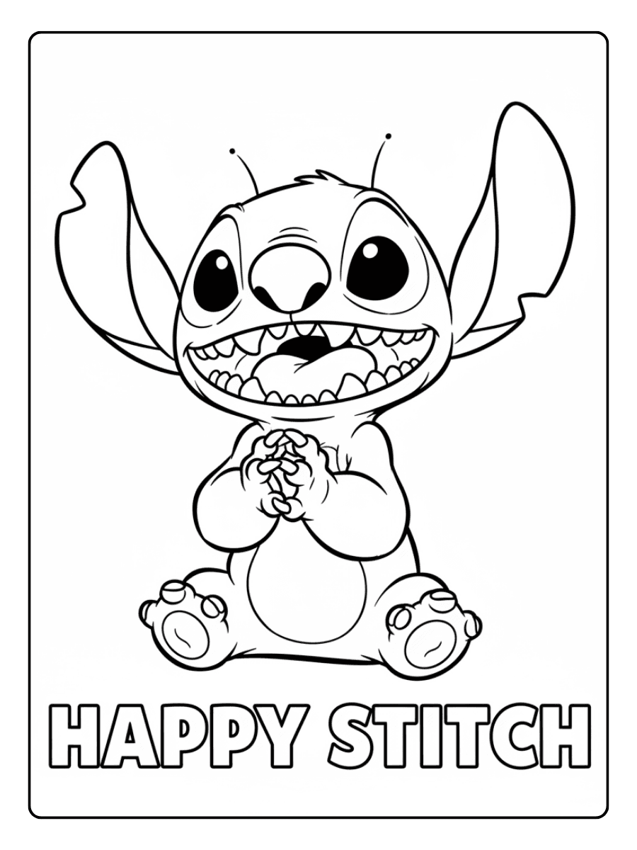 Stitch Coloring Pages – Happy Stitch