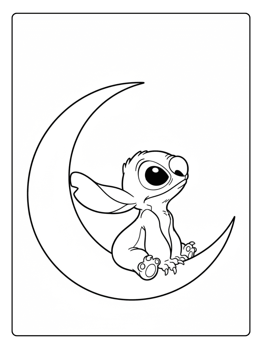 Stitch Coloring Pages – Stitch And Moon