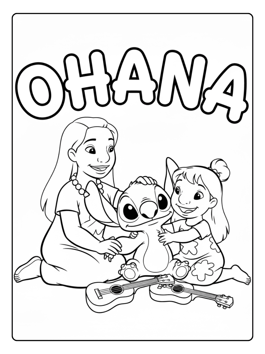 Stitch Coloring Pages – Stitch Ohana Moment