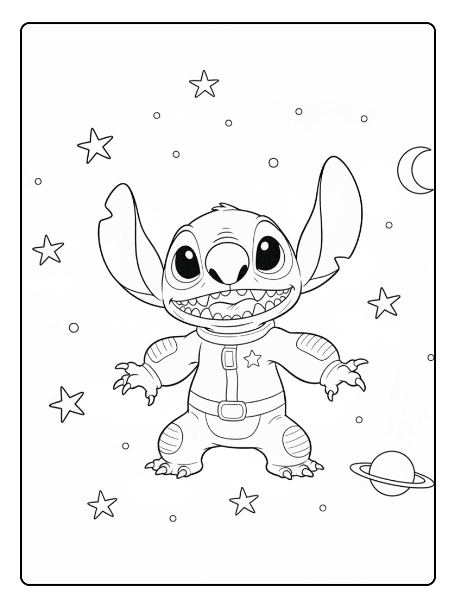 Stitch Coloring Pages – Stitch Starry Background