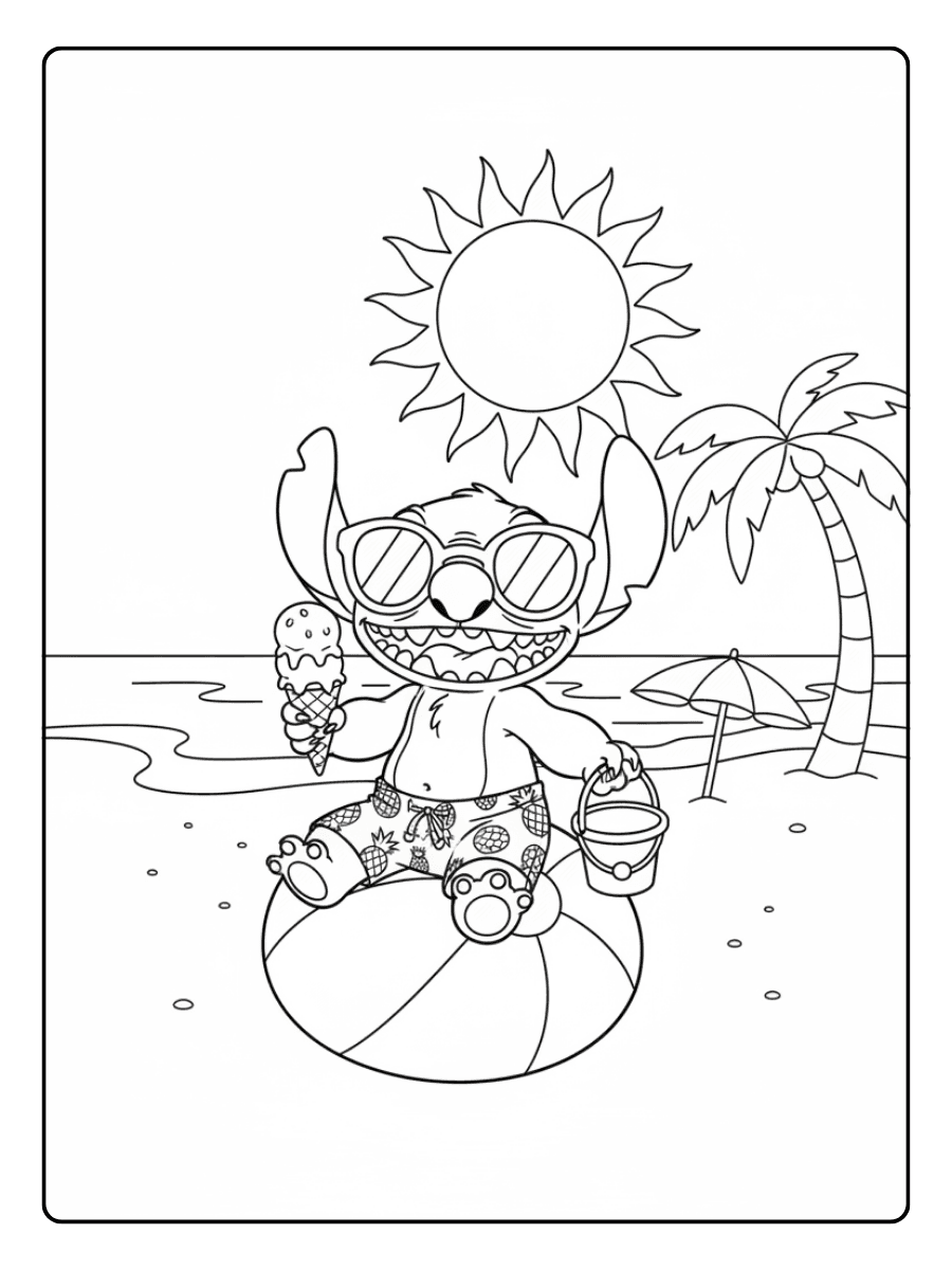 Stitch Coloring Pages – Stitch Summer Fun