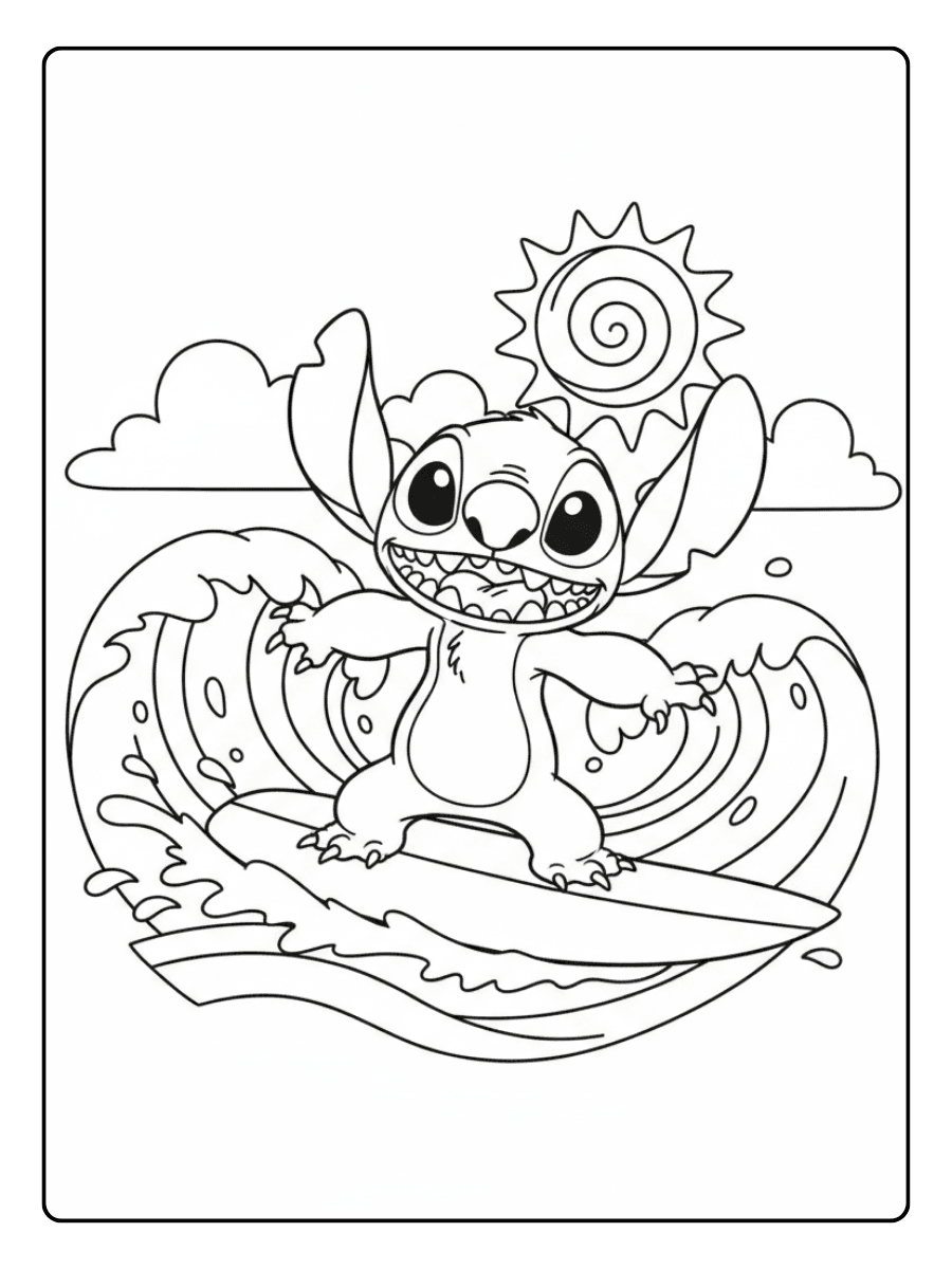Stitch Coloring Pages – Stitch Surfing