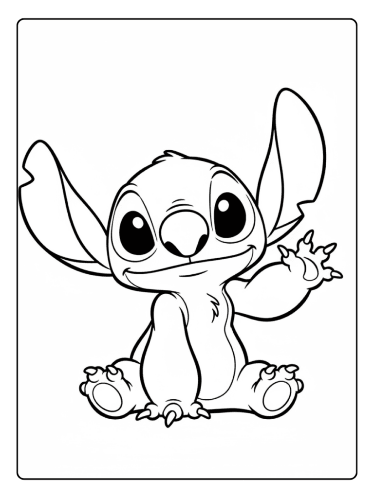 Stitch Coloring Pages – Stitch Waving Hello