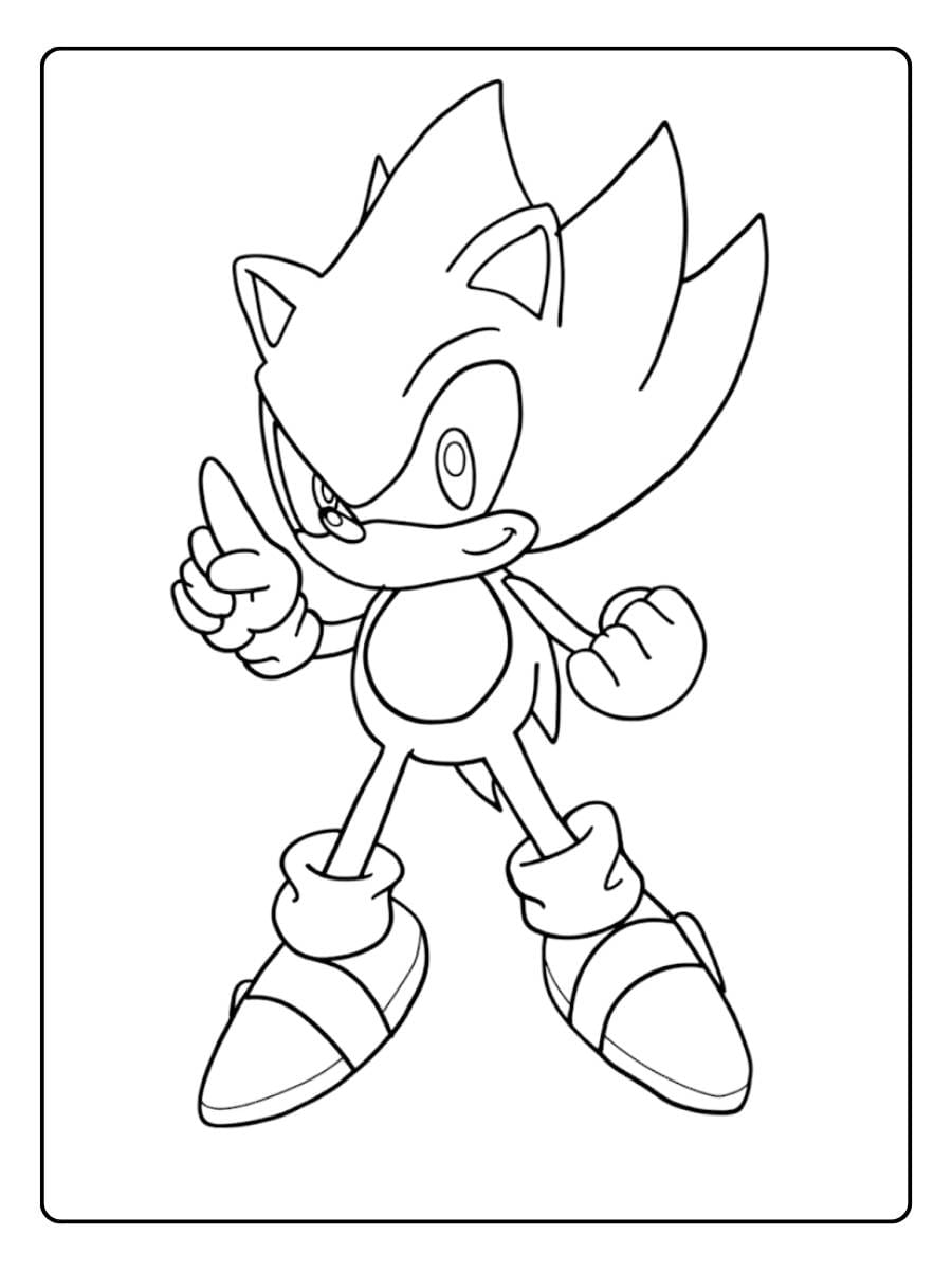 Super Sonic Coloring Pages Classic Super Sonic Pointing Up