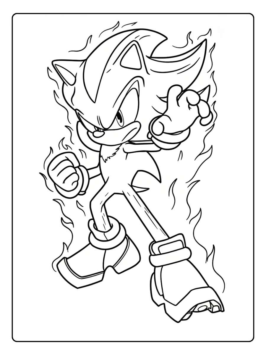 Super Sonic Coloring Pages – Super Sonic In Fighting Pose