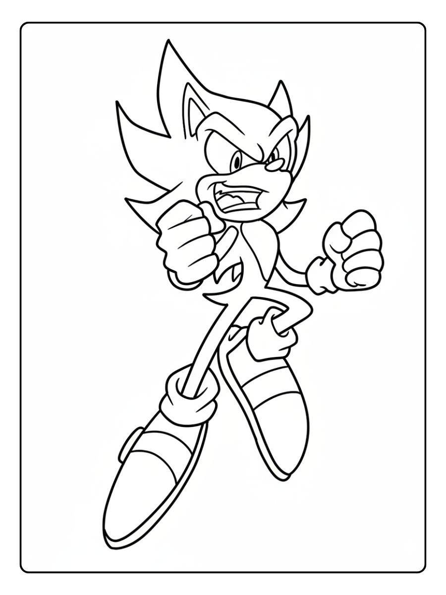 Super Sonic Coloring Pages – Super Sonic Leaping