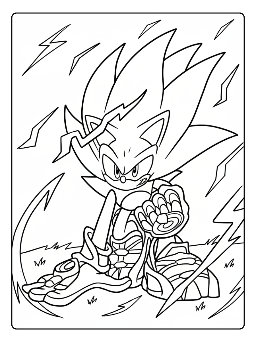 Super Sonic Coloring Pages – Super Sonic Power Up