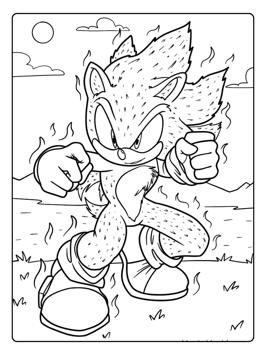 Super Sonic Coloring Pages – Super Sonic With Textured Skin
