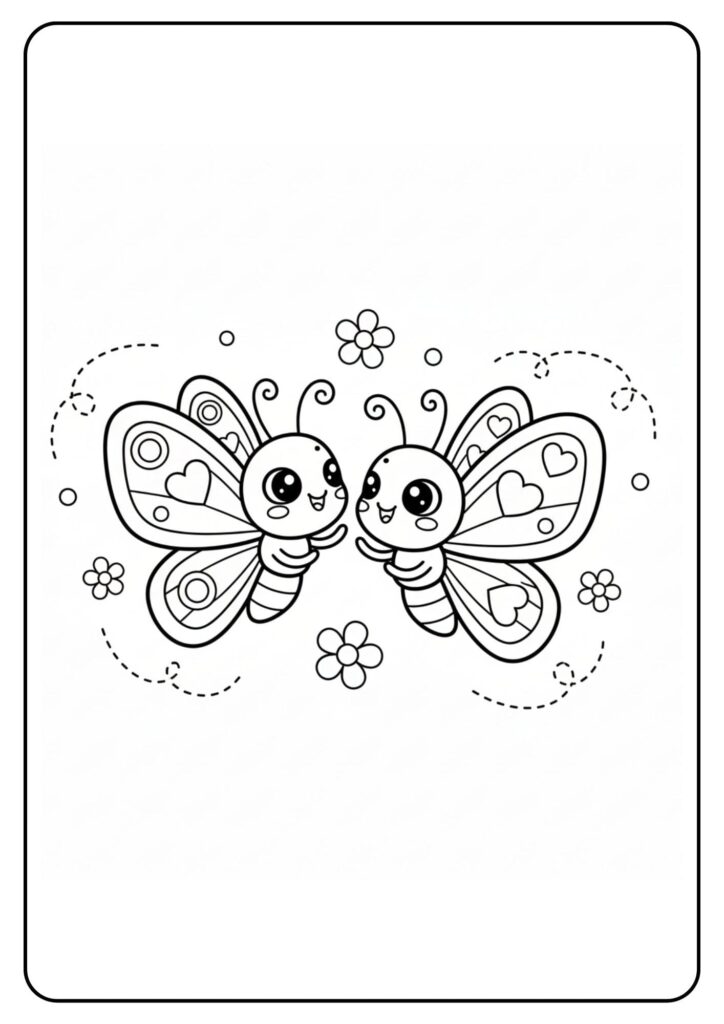 Two Cute Butterflies Coloring Page