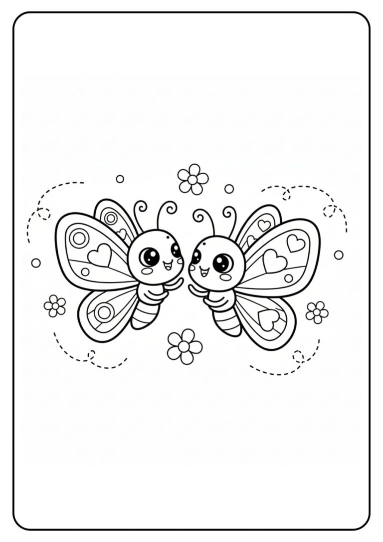 Two Cute Butterflies Coloring Page