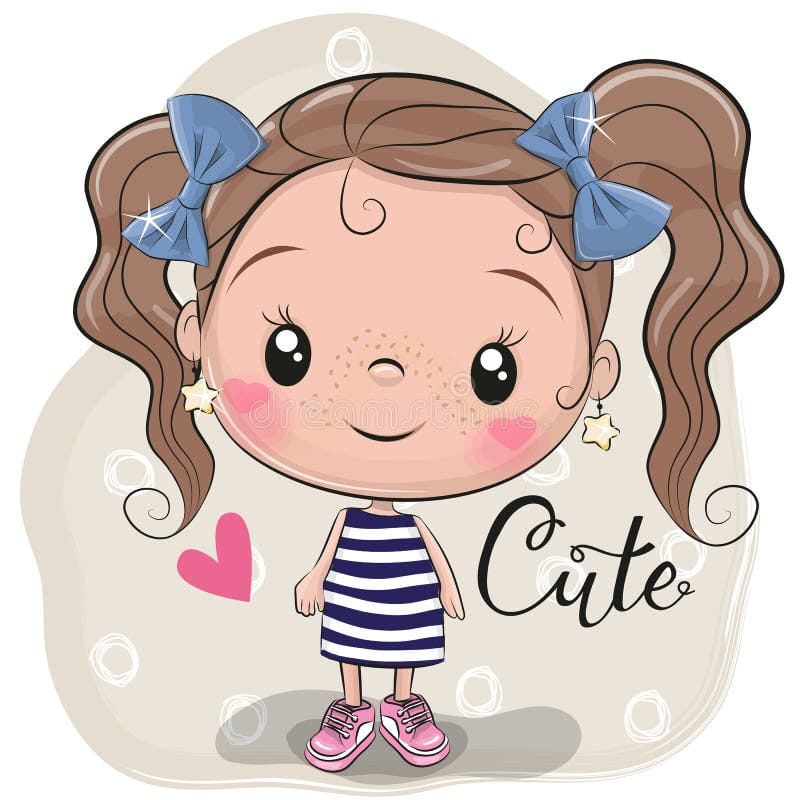cute girl beige background cartoon 125348527