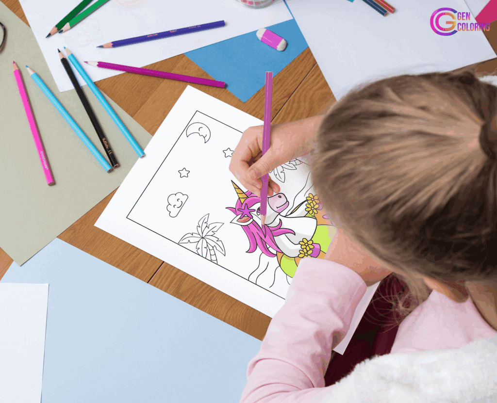 Child coloring a printable page – free kids coloring pages on gencoloring.com