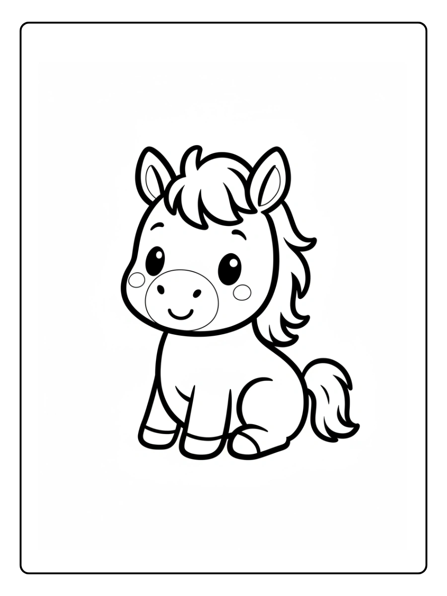 Cute Horse Coloring Pages – Smiling Horse