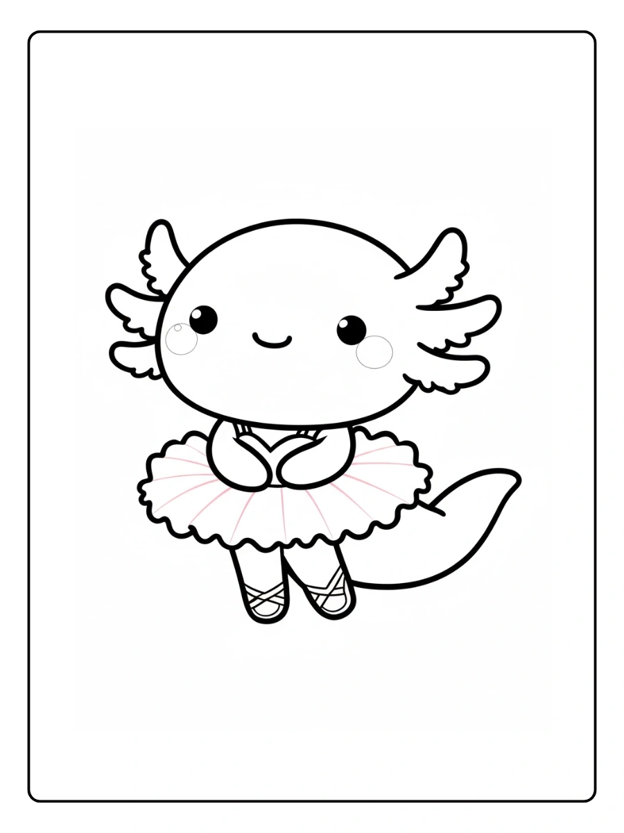 Cute Axolotl Coloring Pages – Smiling Axolotl