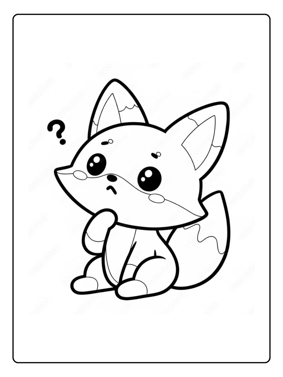 Cute Fox Coloring Pages – Little Fox Sitting