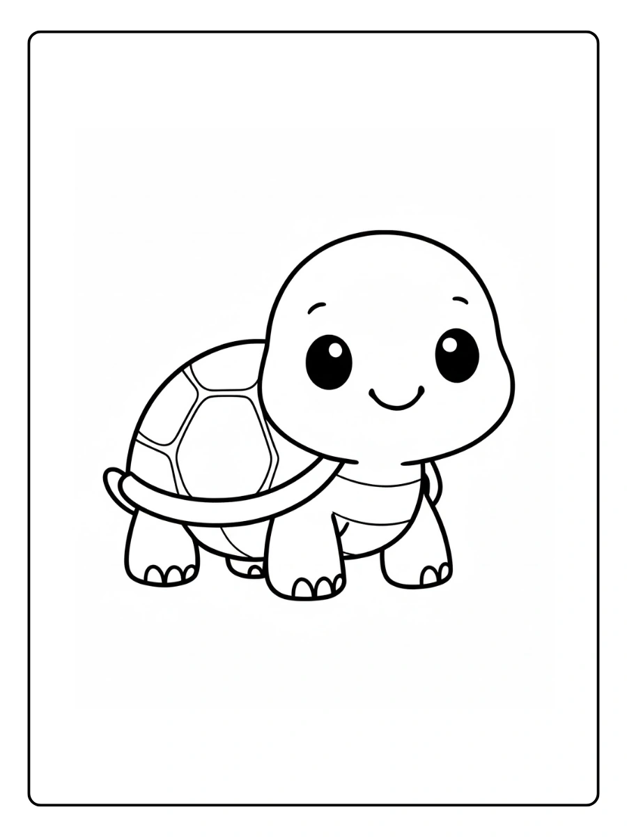 Cute Turtle Coloring Pages – Smiling Turtle