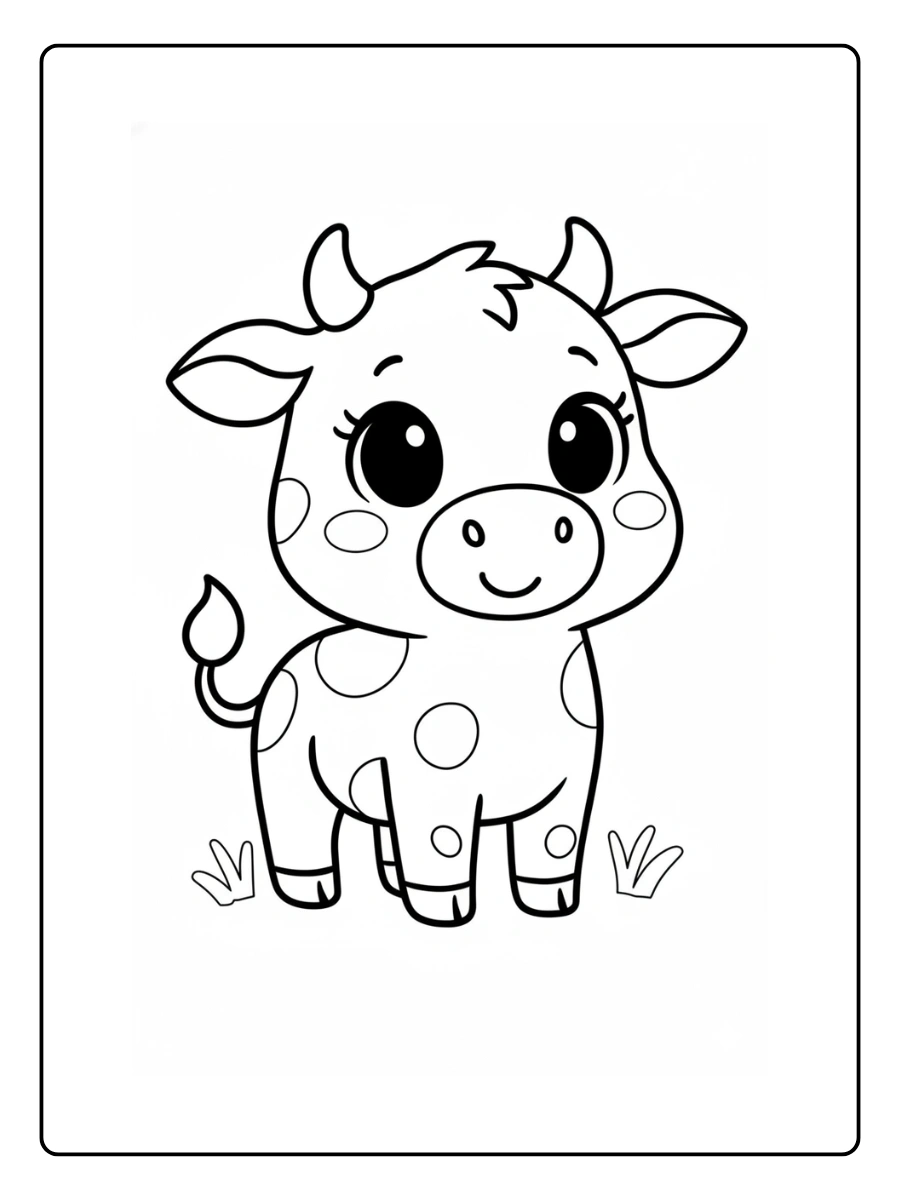 Cute Cow Coloring Pages – Kawaii Cow