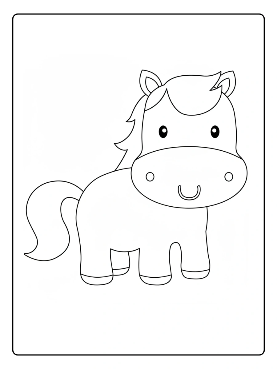 Cute Horse Coloring Pages – Horse with Big Eyes