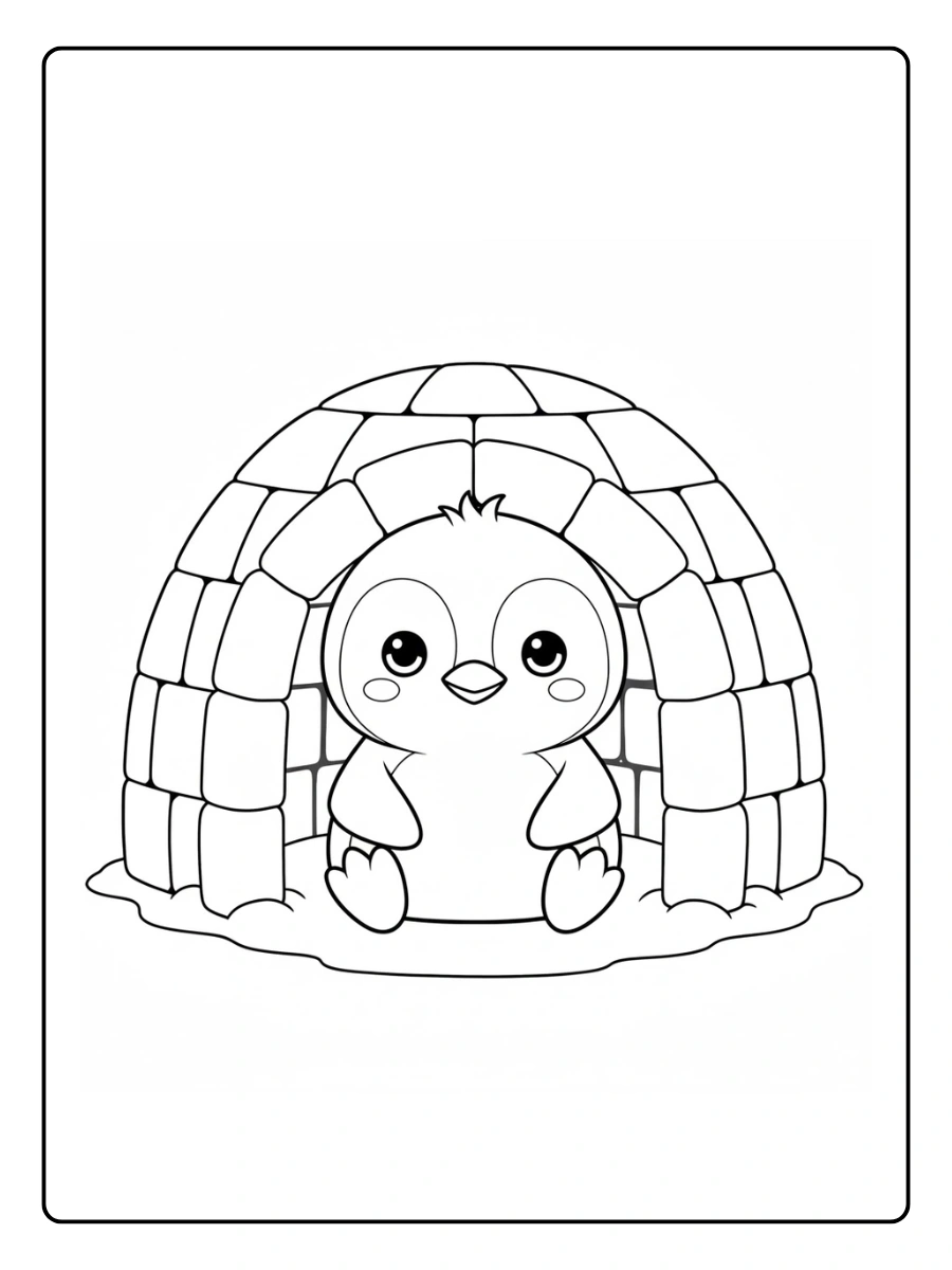 Cute Penguin Coloring Pages – Penguin on Ice