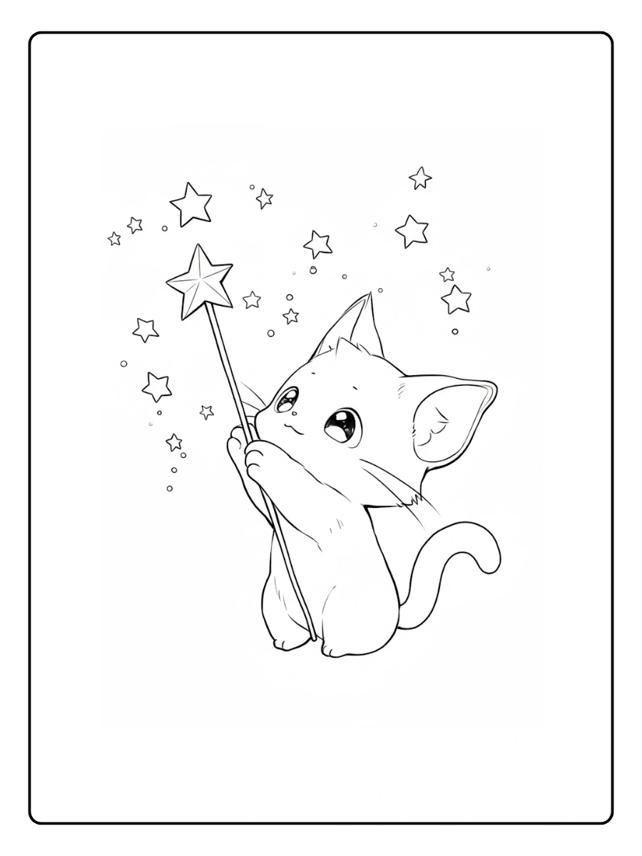 Kitties Coloring Pages – Playful Kitten with Yarn