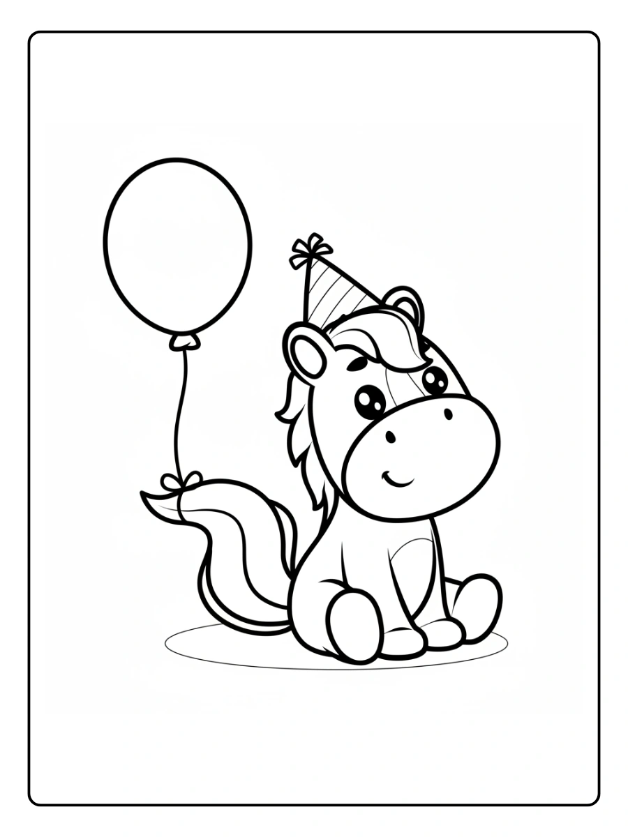 Cute Horse Coloring Pages – Little Horse Sitting