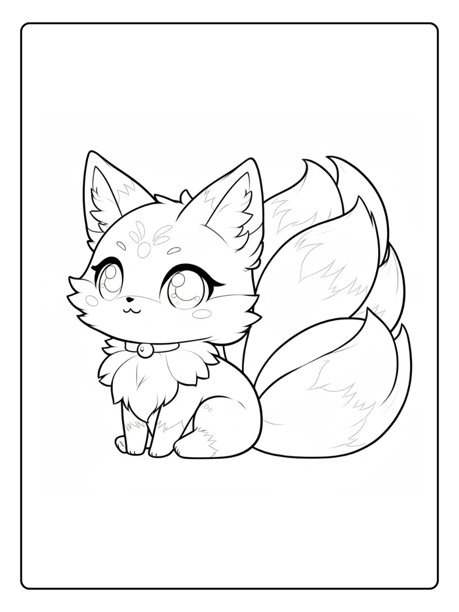 Cute Fox Coloring Pages – Fox with Big Eyes