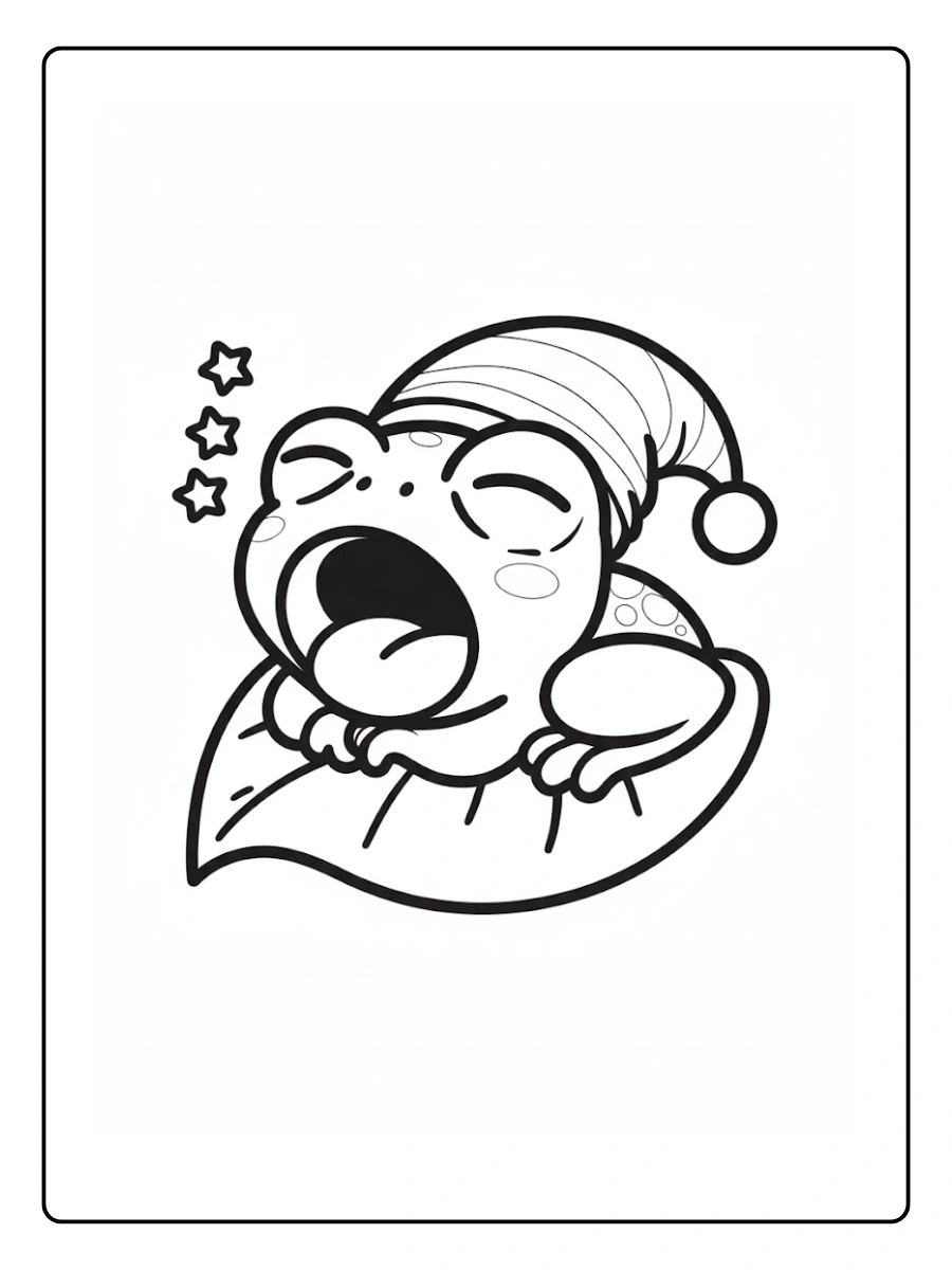 Cute Frog Coloring Pages – Baby Frog Sleeping