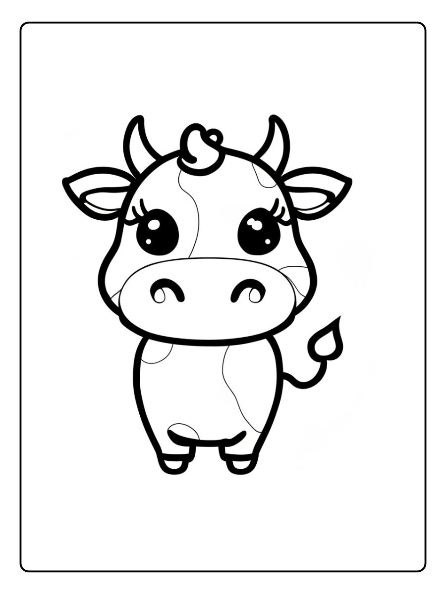 Cute Cow Coloring Pages – Cow with Big Eyes