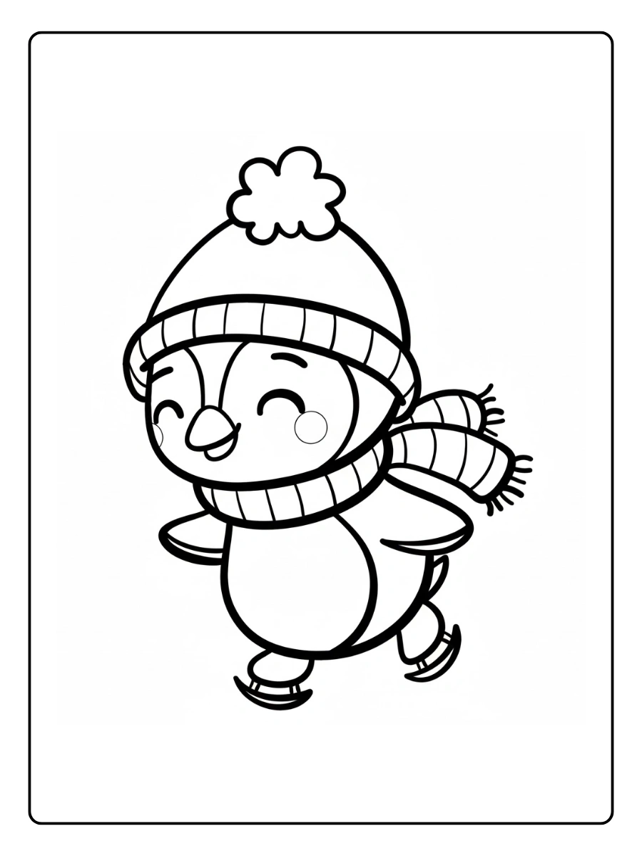 Cute Penguin Coloring Pages – Penguin Wearing Hat