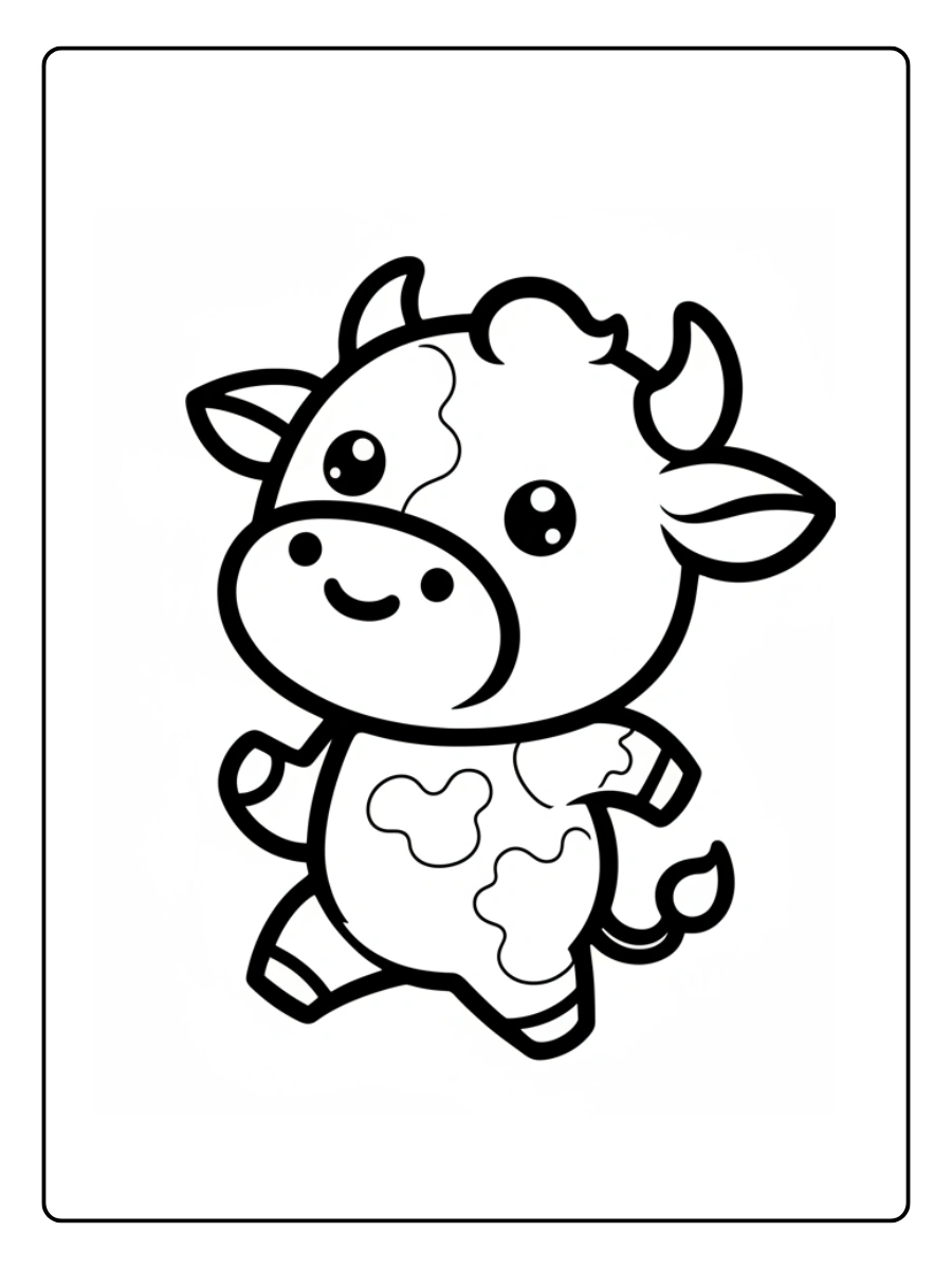 Cute Cow Coloring Pages – Simple Cow Line Art