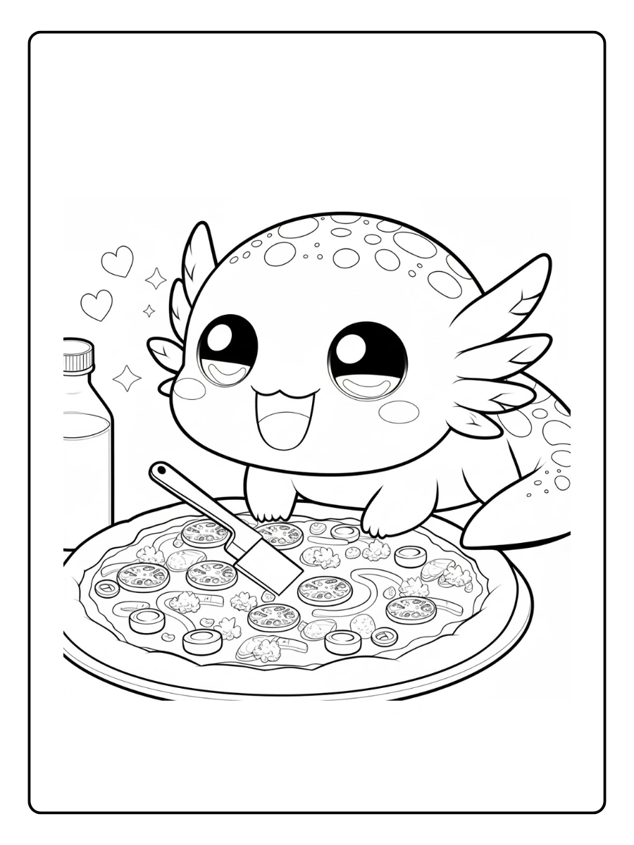 Cute Axolotl Coloring Pages – Axolotl with Cute Expressions