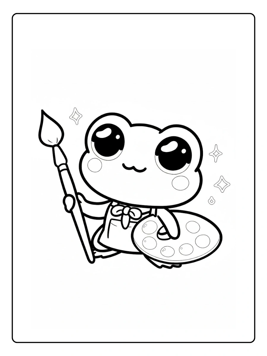Cute Frog Coloring Pages – Frog with Flower