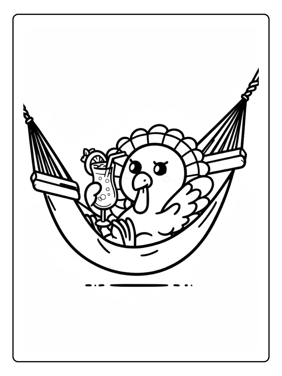 Cute Turkey Coloring Pages – Baby Turkey Sleeping