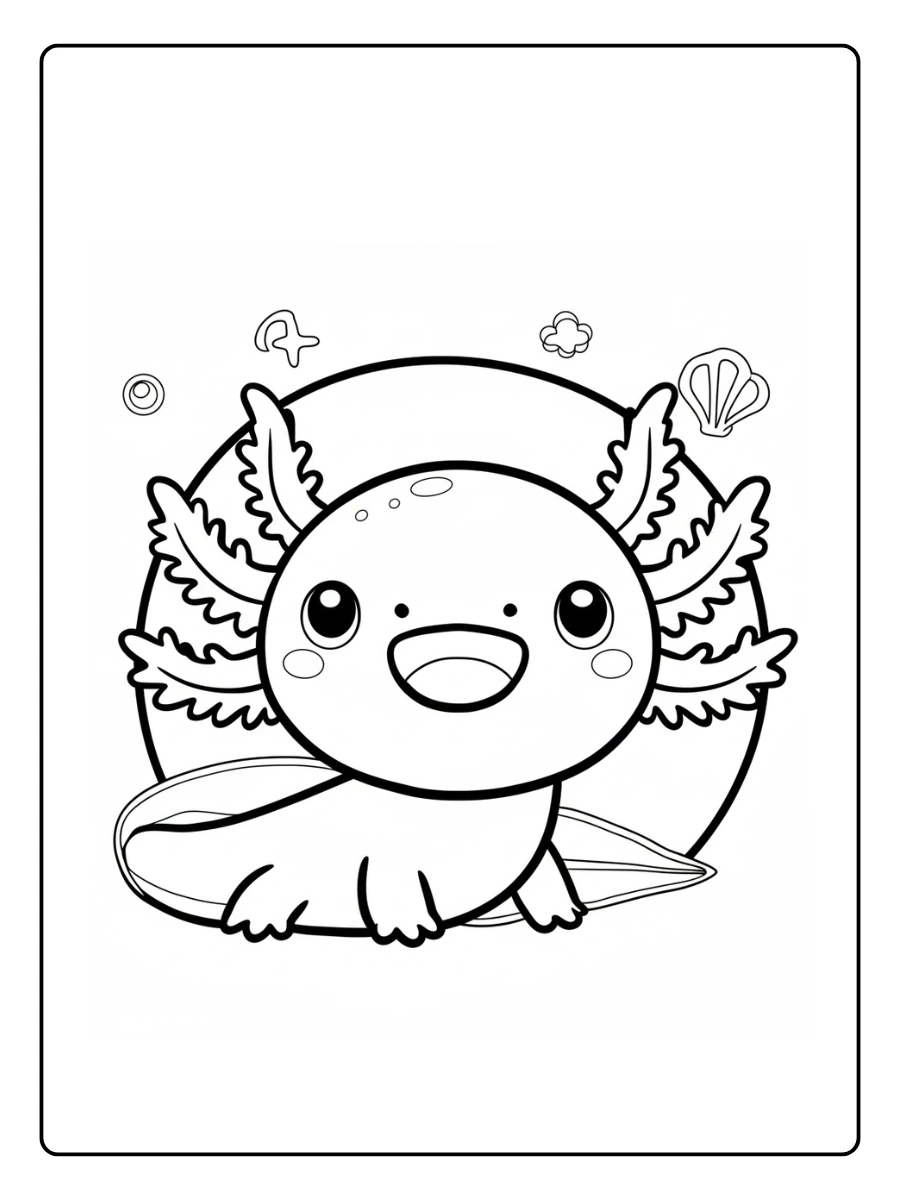Cute Axolotl Coloring Pages – Axolotl and Starfish