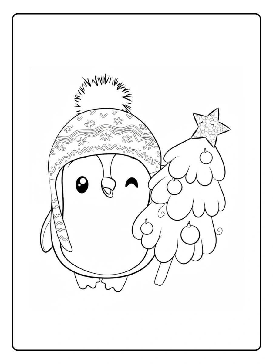 Cute Penguin Coloring Pages – Penguin with Scarf