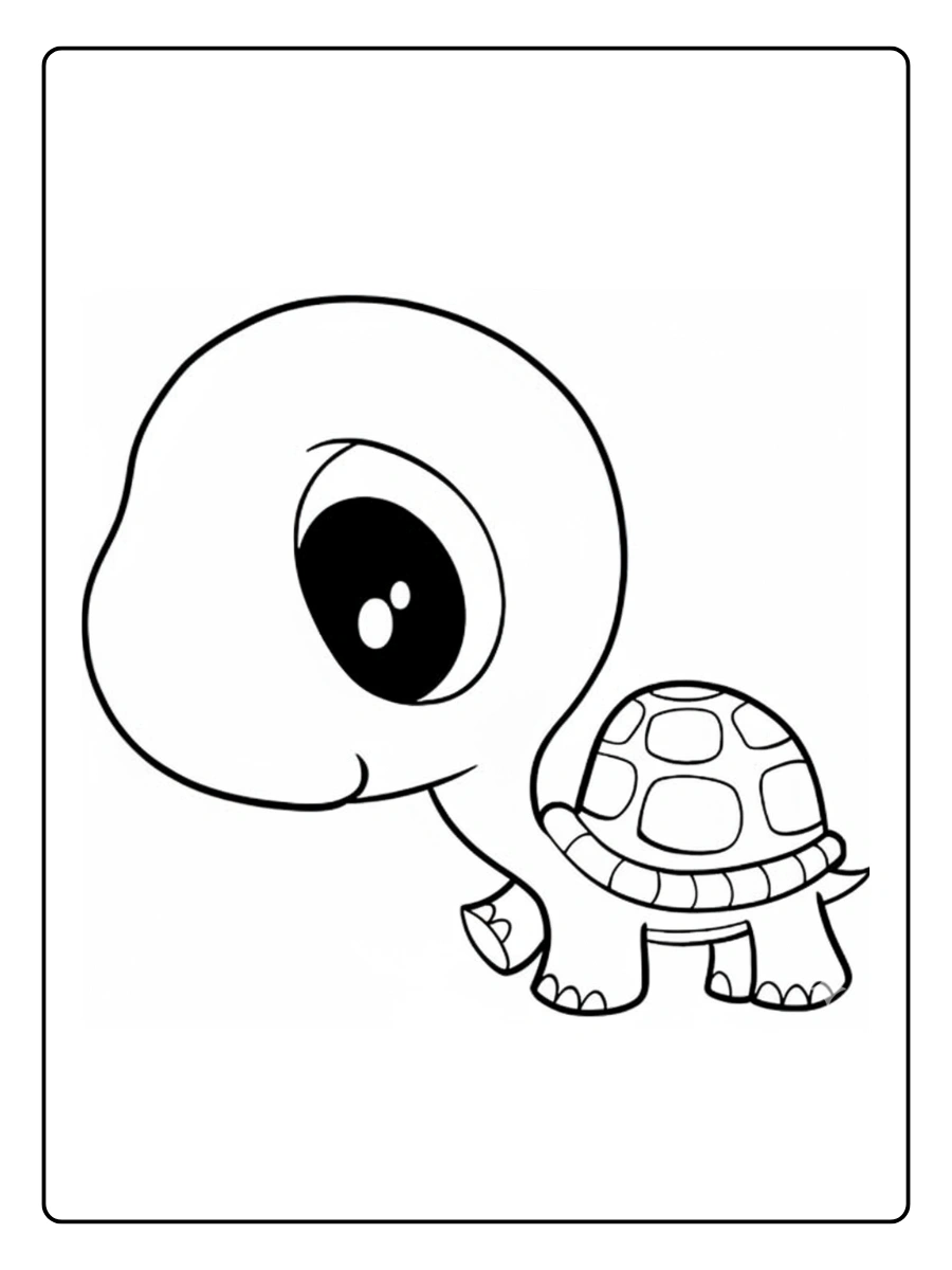Cute Turtle Coloring Pages – Simple Turtle Line Art