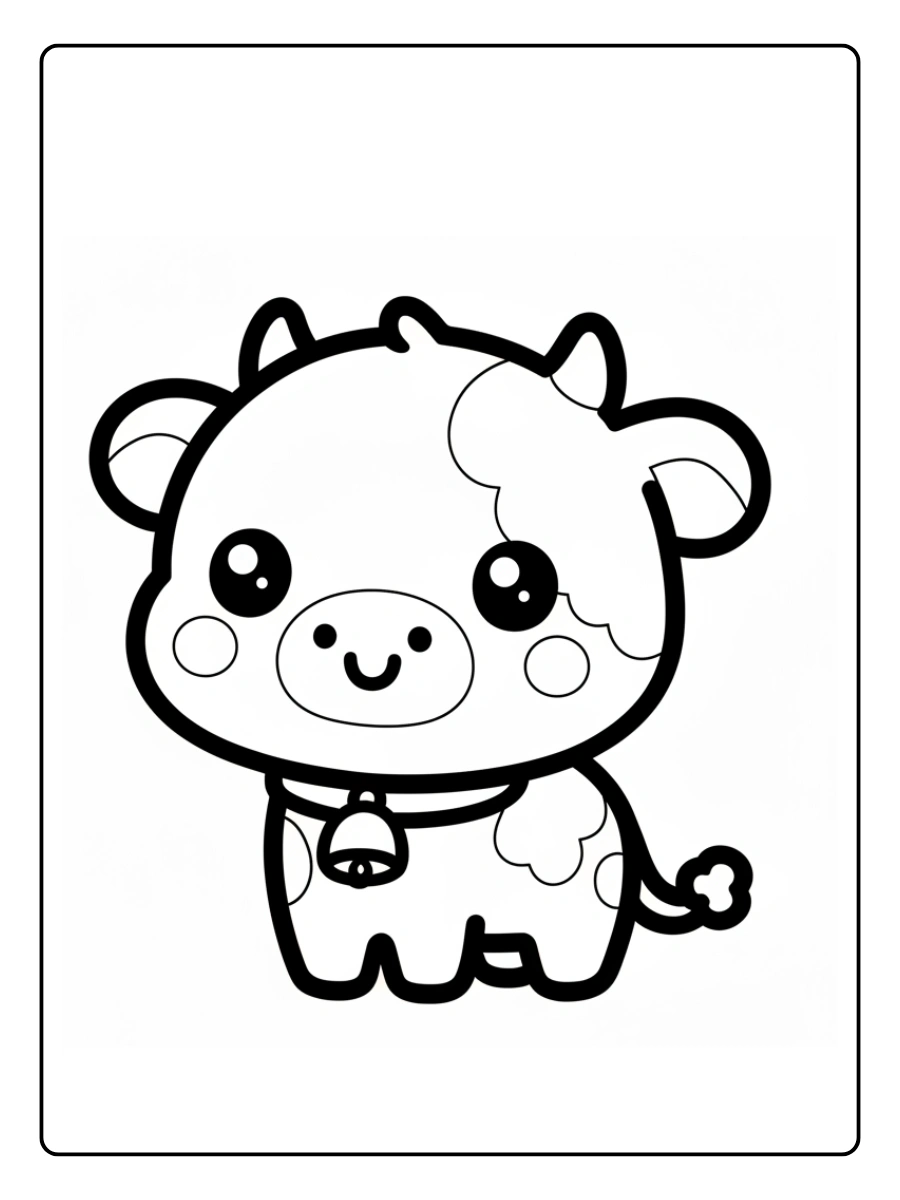 Cute Cow Coloring Pages – Cow with Bell