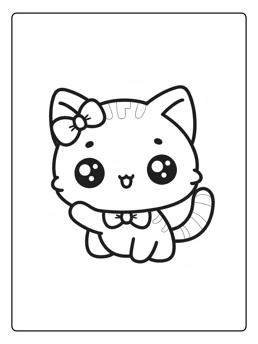 Kitties Coloring Pages – Sleeping Cat on a Cushion
