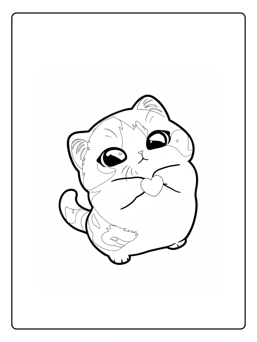 Kitties Coloring Pages – Cute Cat Sitting Quietly