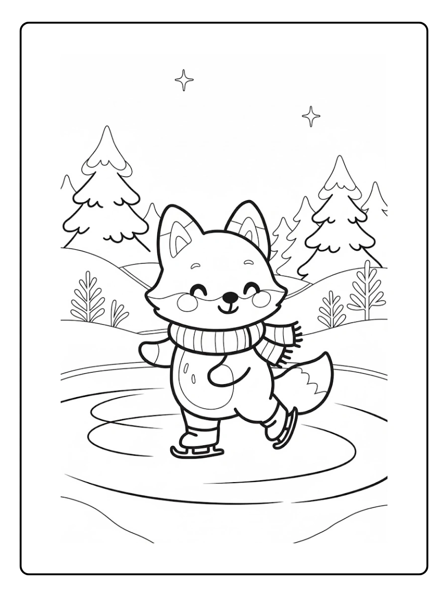 Cute Fox Coloring Pages – Fox Playing