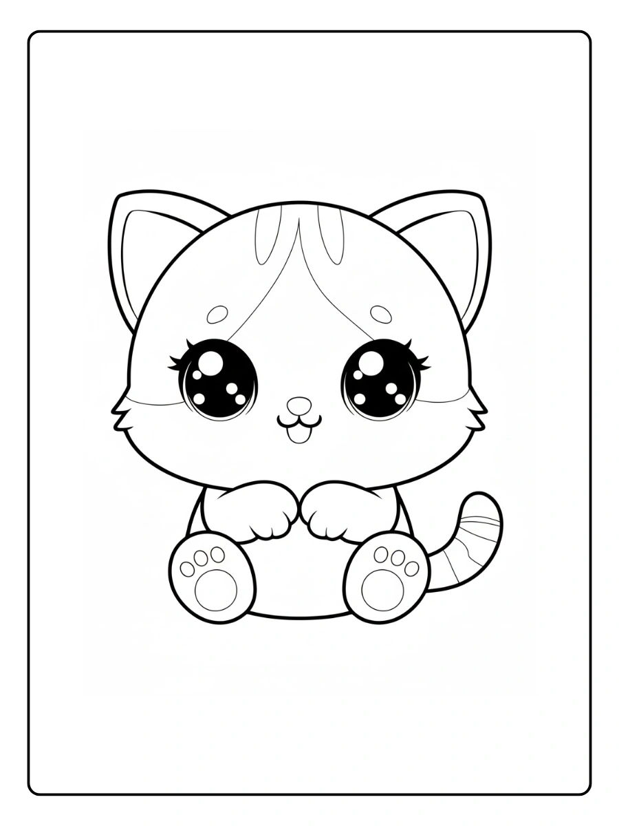 Kitties Coloring Pages – Happy Cat Face