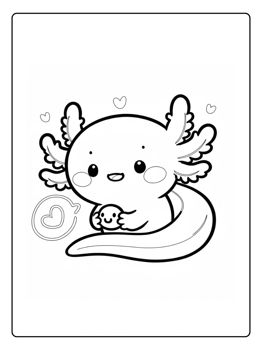 Cute Axolotl Coloring Pages – Axolotl Holding a Star