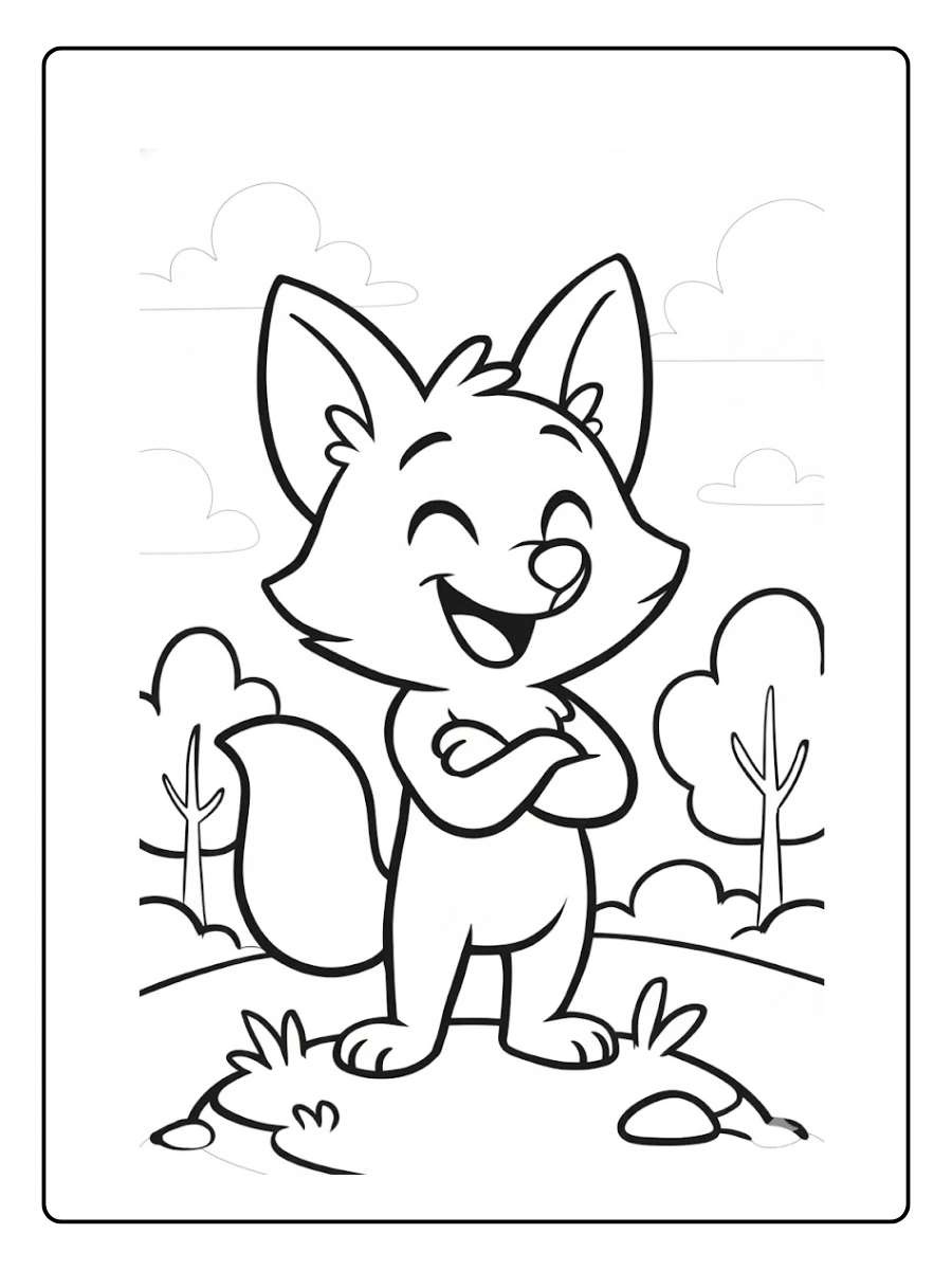 Cute Fox Coloring Pages – Cute Fox in Forest