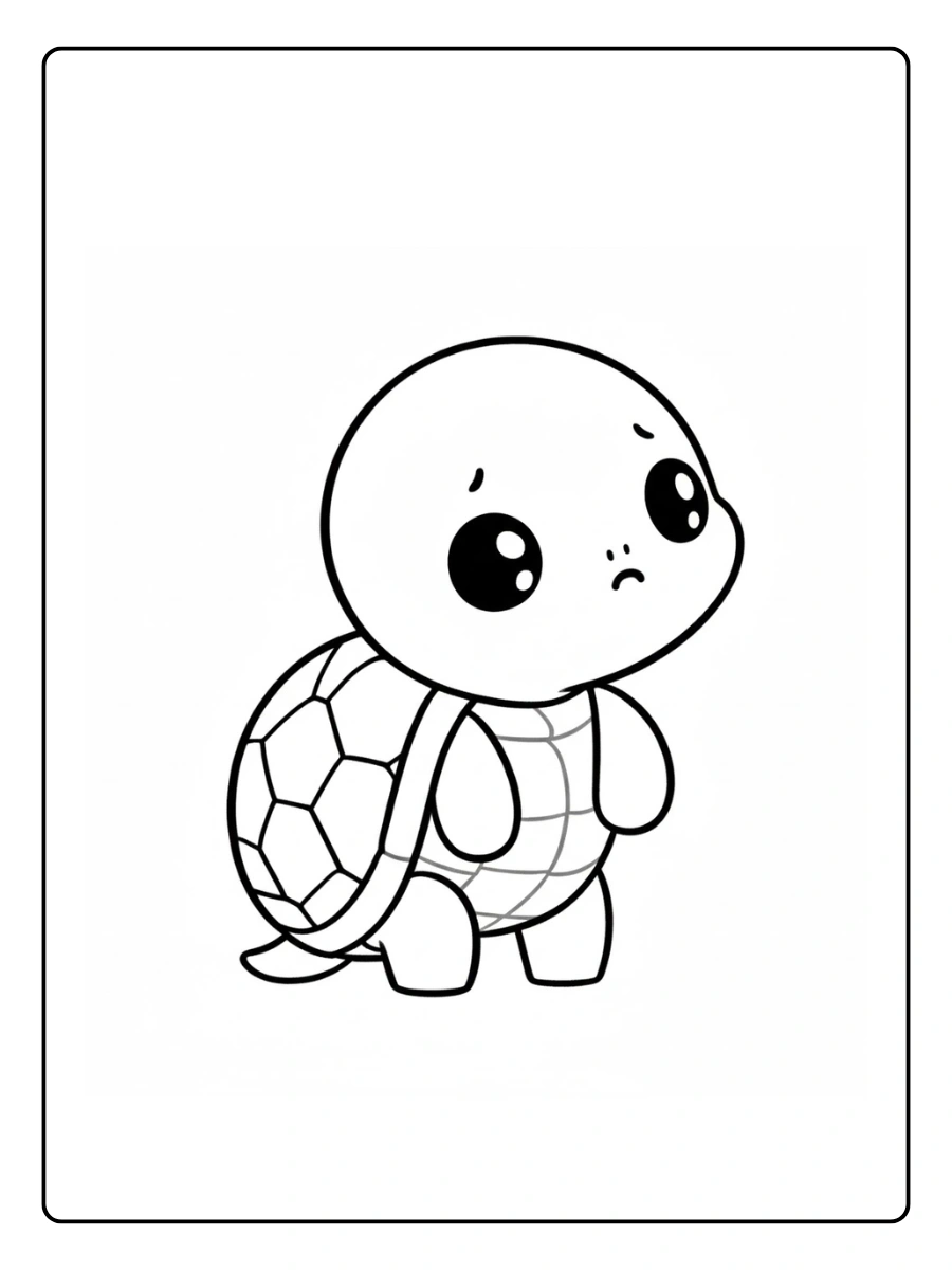 Cute Turtle Coloring Pages – Turtle with Big Eyes