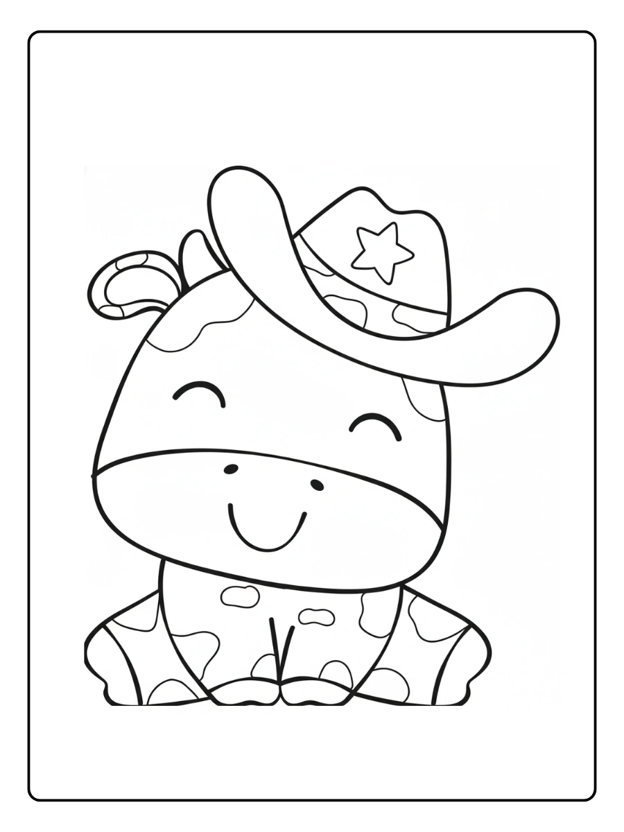 Cute Cow Coloring Pages – Little Cow Sitting
