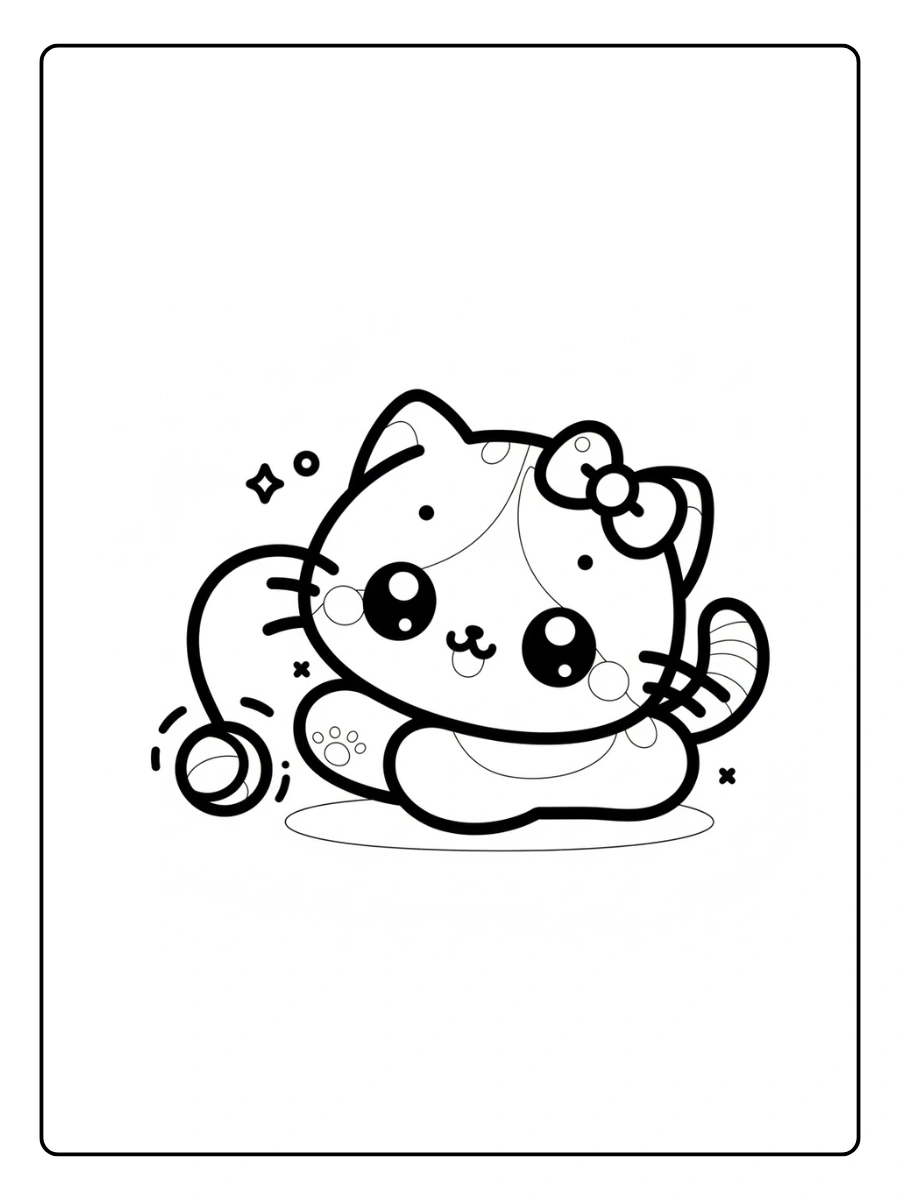 Kitties Coloring Pages – Kitten in a Basket