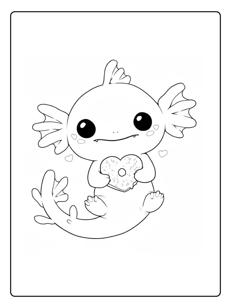 Cute Axolotl Coloring Pages – Axolotl with Heart