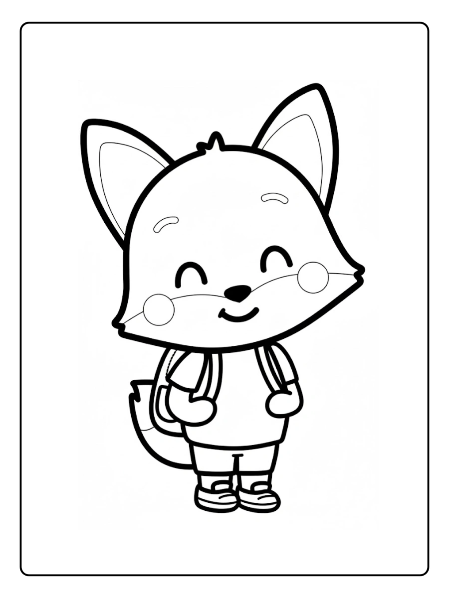 Cute Fox Coloring Pages – Cute Fox Cartoon Style